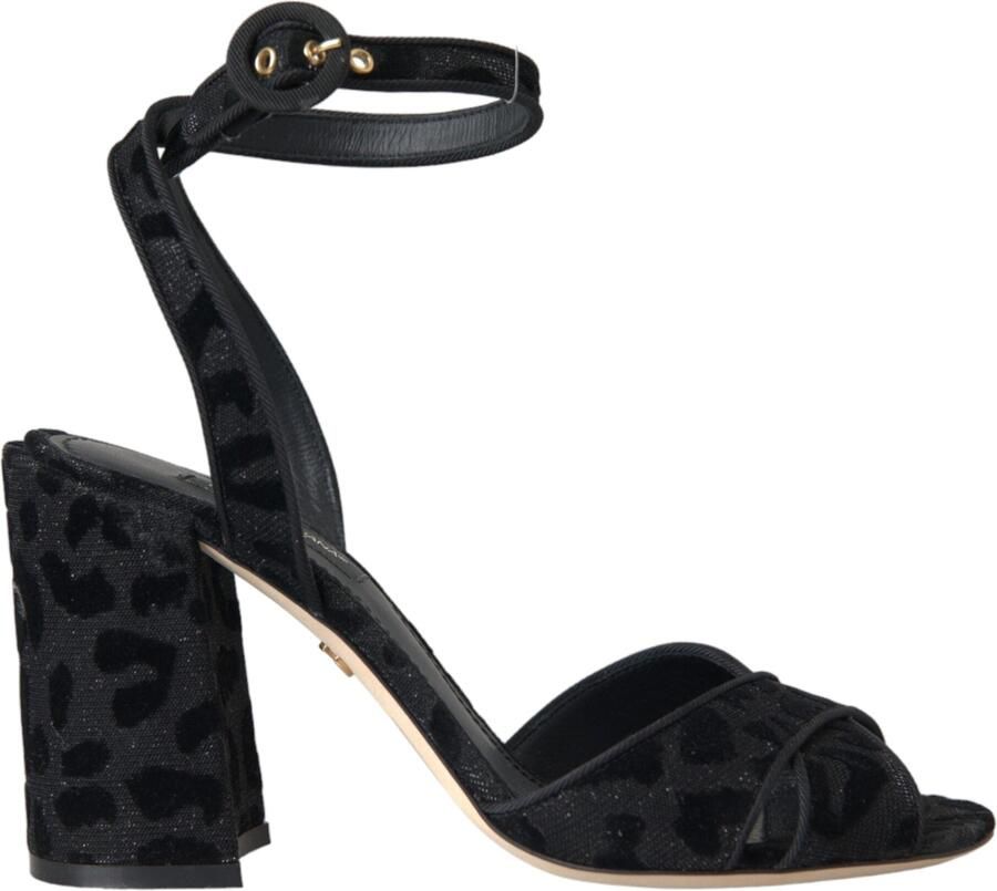 Dolce & Gabbana Zwarte Leoparden Suede Hakken Sandalen Schoenen