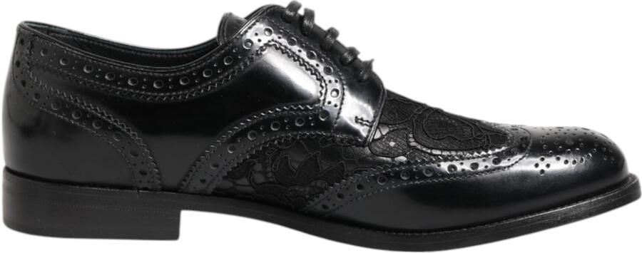 Dolce & Gabbana Zwarte Leren Floral Kant Jurk Formele Schoenen