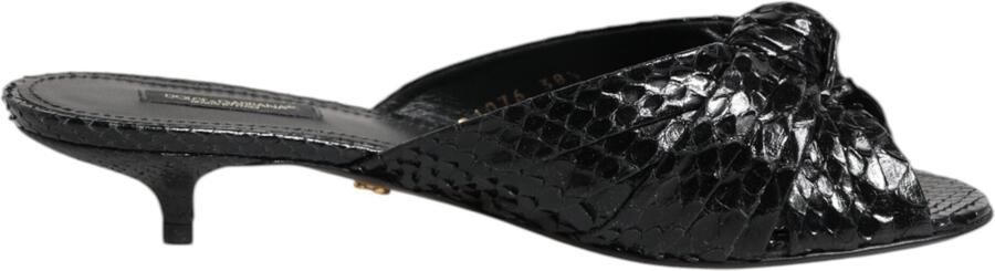 Dolce & Gabbana Zwarte Leren Hakken Slides Sandalen Schoenen