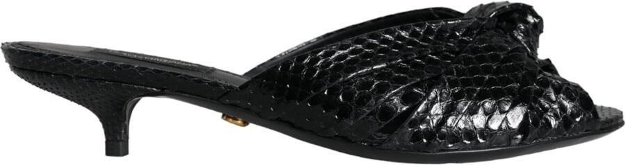 Dolce & Gabbana Zwarte Leren Hakken Slides Sandalen Schoenen