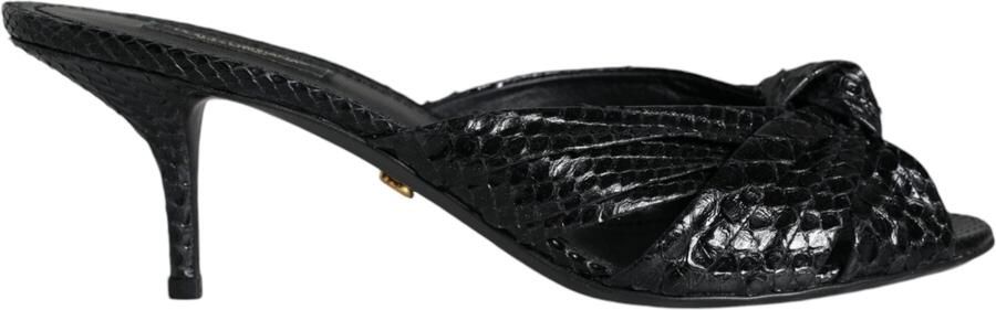 Dolce & Gabbana Zwarte Leren Hakken Slides Sandalen Schoenen