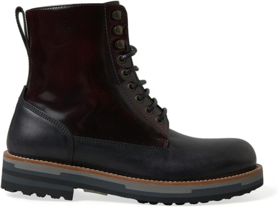 Dolce & Gabbana Zwarte Leren Militaire Gevechtslaarzen Schoenen
