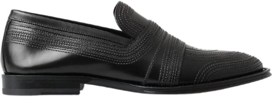 Dolce & Gabbana Zwarte Leren Slippers Loafers Gevoegde Schoenen