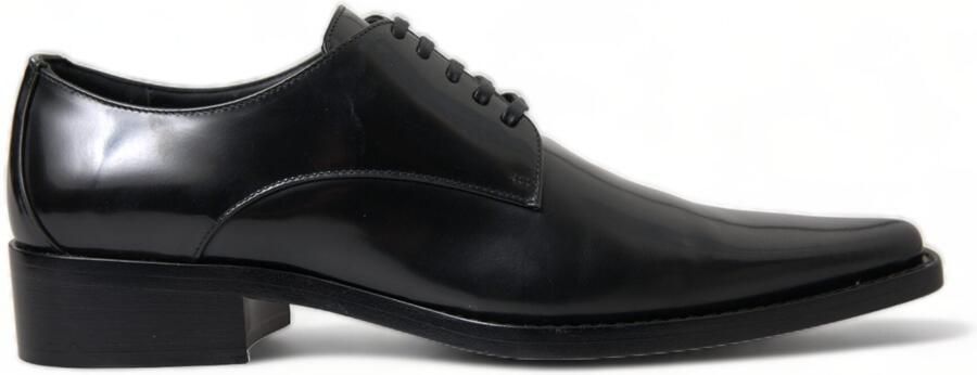 Dolce & Gabbana Zwarte Leren Veterschoenen Formele Flats