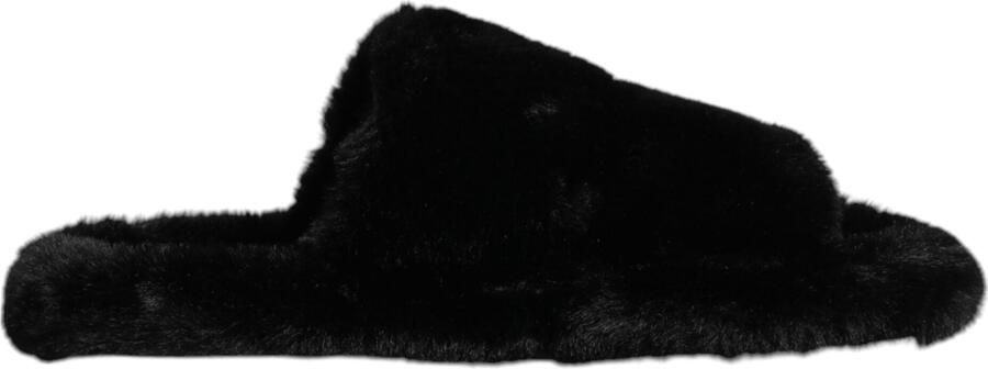 Dolce & Gabbana Zwarte Polyester Fluwelen Slip-On Slipperschoenen