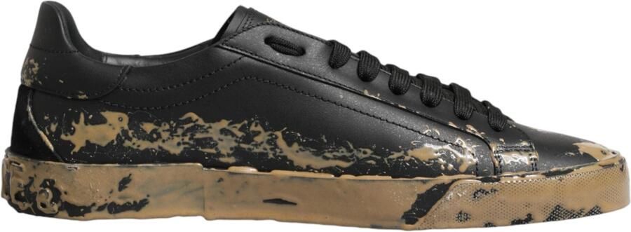 Dolce & Gabbana Zwarte Portofino Mud Effect Lage Sneakerschoenen