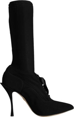 Dolce & Gabbana Zwarte Stiletto Hakken Halflange Laarsjes Schoenen