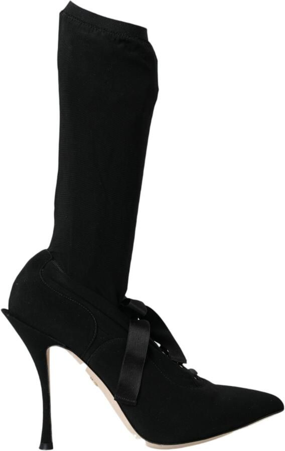 Dolce & Gabbana Zwarte Stiletto Hakken Laag Enkel Boots Schoenen