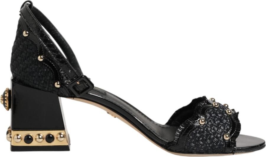 Dolce & Gabbana Zwarte Studded Enkellaars Sandalen Schoenen