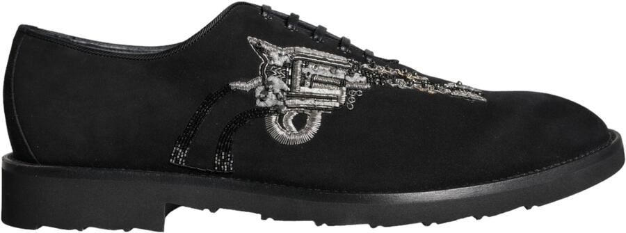 Dolce & Gabbana Zwarte Suède Sicilia Veterschoenen