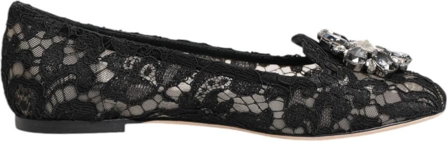 Dolce & Gabbana Zwarte Taormina Kanten Kristallen Ballerina's
