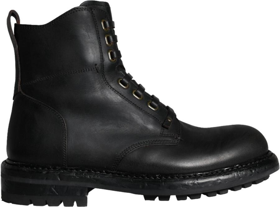 Dolce & Gabbana Zwarte Veterschoenen Voor Mannen Mid Calf Boots