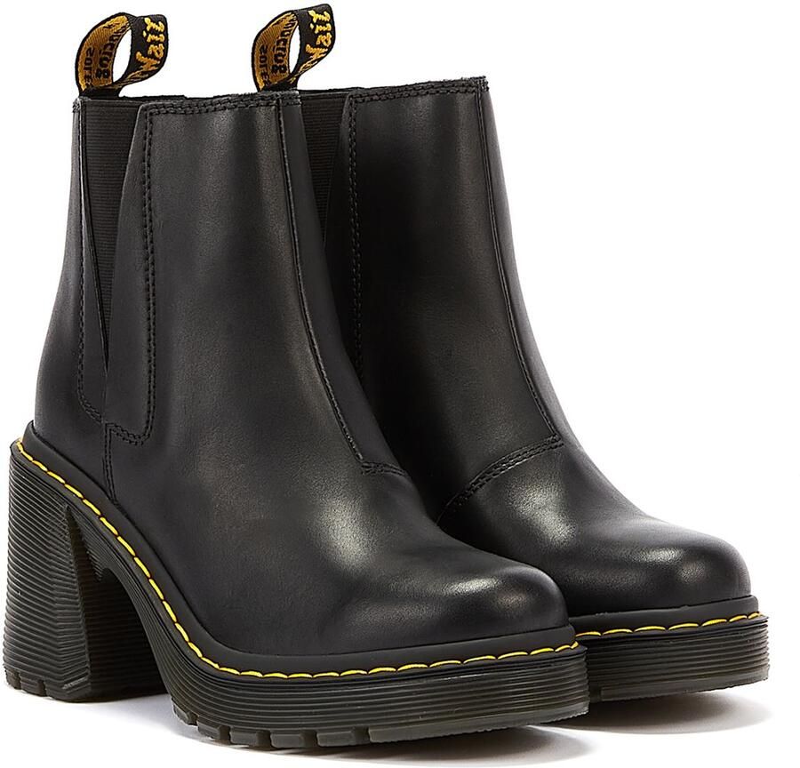 Dr. Martens Winkel Voor Spence Sendal Leren Zwarte Laarzen Voor Dames