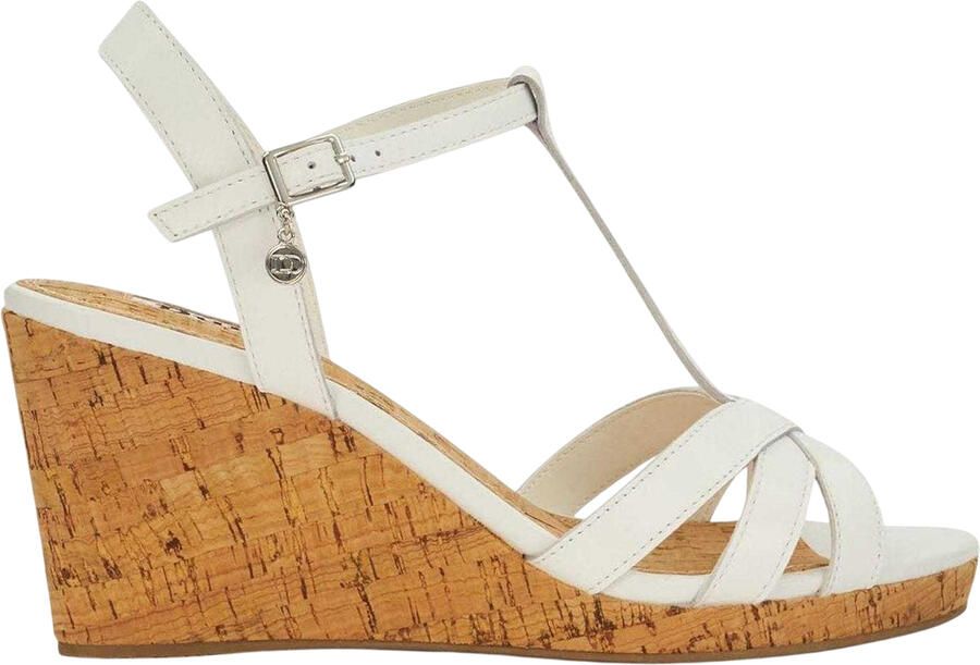Dune London Dames Keep Leren T-Bar Sleehakken (Wit)