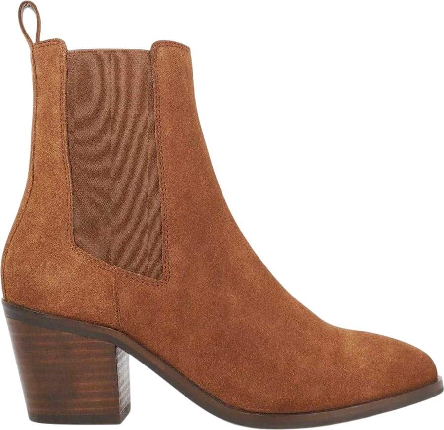 Dune London Dames Pasil Leren Blokhak Laarzen (Tan)