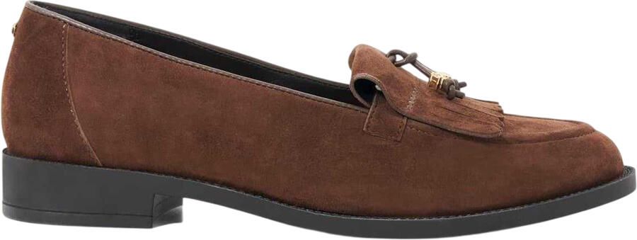 Dune London Globetrot suède platte loafers voor dames (Bruin)