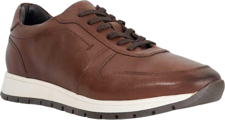 Dune London Heren Tris Leren Trainers (Bruin)