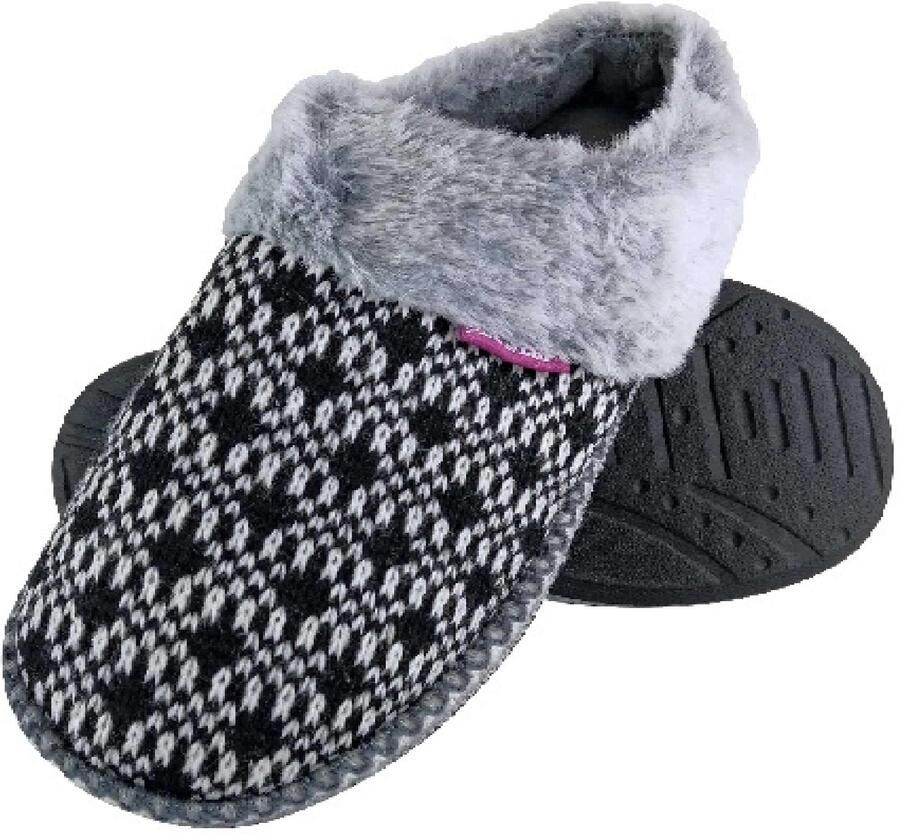 Dunlop Dames Cosy Memory Foam Open Back Gebreide Slippers