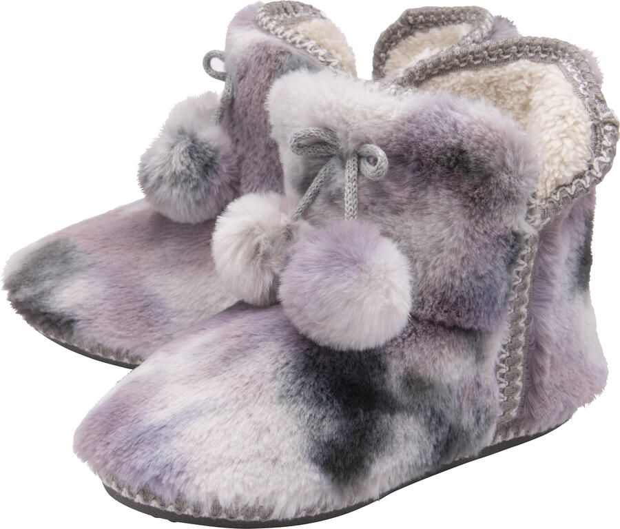 Dunlop Dames Fluffy Pom Geheugenfunctie Slippers (7 Grijs Wolkmuis)