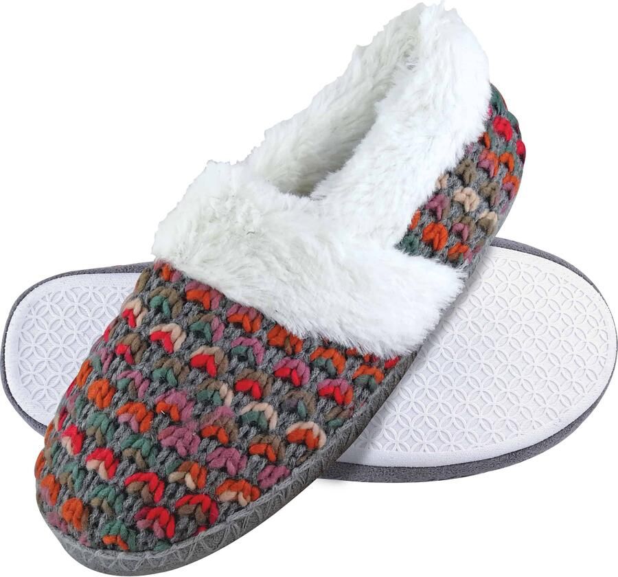 Dunlop Dames Schattige Fluffy Pluche Winter Warme Luxe Comfort Gehaakte Huisslippers