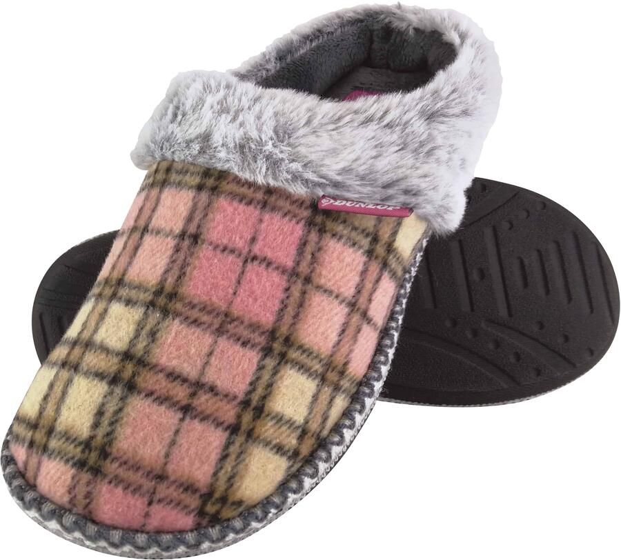 Dunlop Dames Schattige Gezellige Pluche Geheugenfoam Gebreide Slippers Met Open Hak Muiltjes