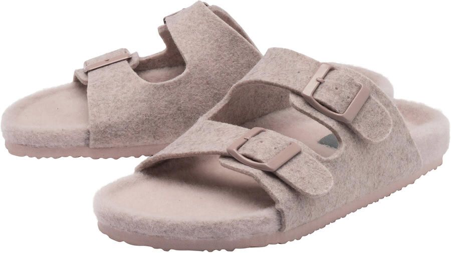 Dunlop Dames Synthetische Bont Dubbel Gesp Slide Slippers Open Teenzolen -8