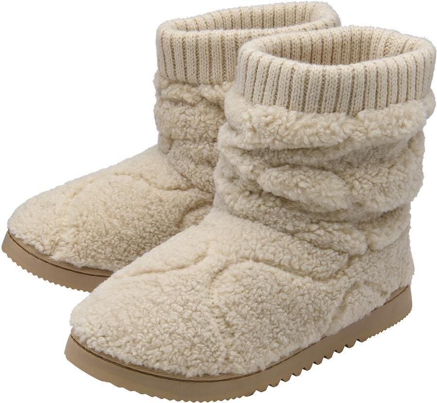 Dunlop Dames Teddy Fleece Slofjes Oatmeal Taupe Warm VK 3-8