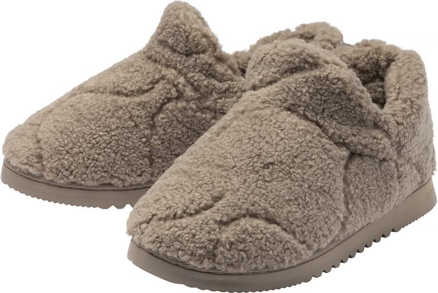 Dunlop Dames Teddy Fleece Volledige Pantoffels Havermout Taupe Gezellig -8