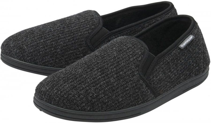 Dunlop Heren Corduroy Geheugenfoam Volle Slippers Zwart VK 7-12