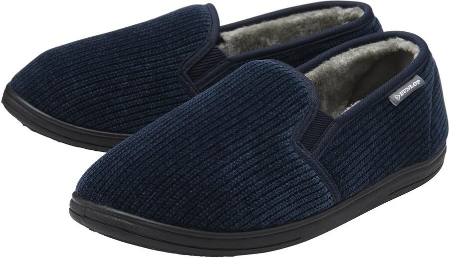 Dunlop Heren Corduroy Volledige Slippers Marineblauw Deze Comfortabel Gevoerd -13