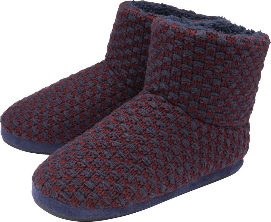Dunlop Heren Fuzzy Sherpa Geheugenfoam Slippers (8 Marineblauw Bordeaux)