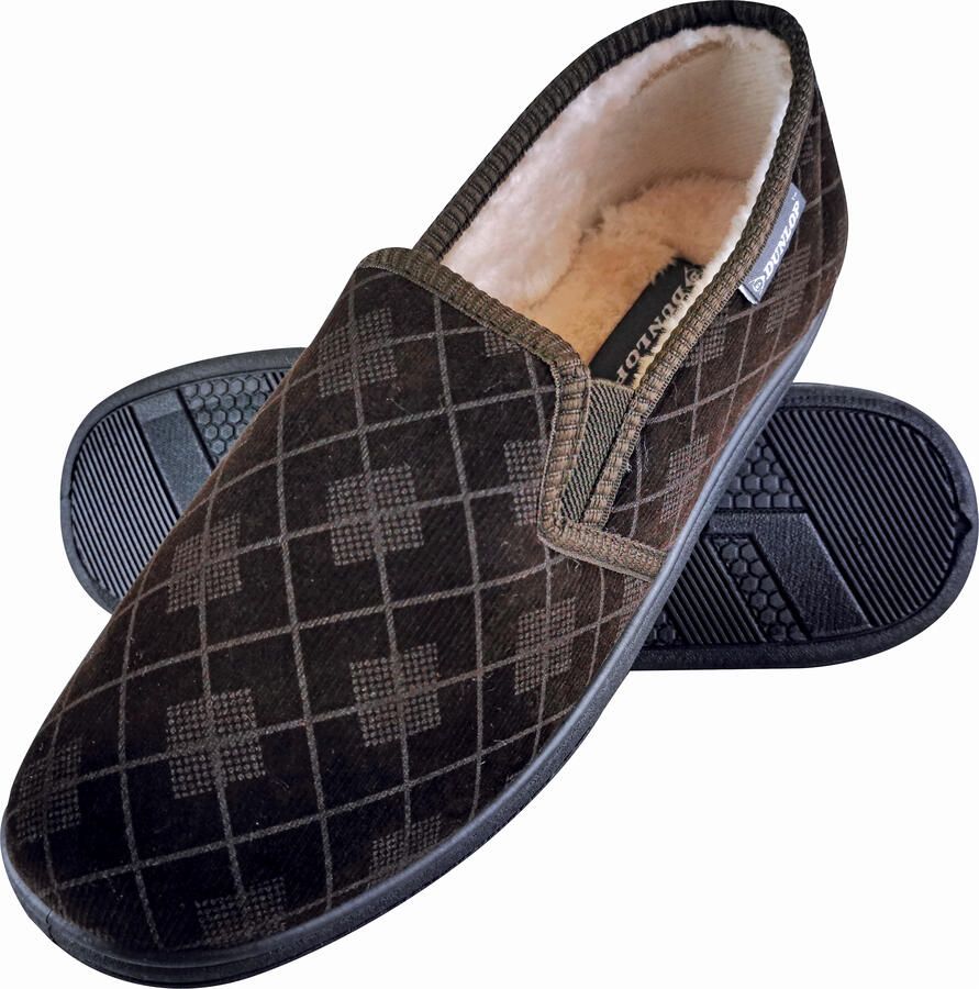 Dunlop HEREN PLUSH BONT VOERING GEHEUGENSCHUIM RUITEN MOCCASINSLOFFEN MET HARDSOLE
