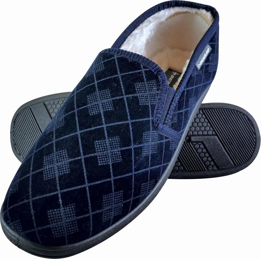 Dunlop HEREN PLUSH VACHT VOERD GEHEUGEN SCHOENEN RUITEN PATROON MOCCASINSLOPPERS MET HARTEN ZOOL