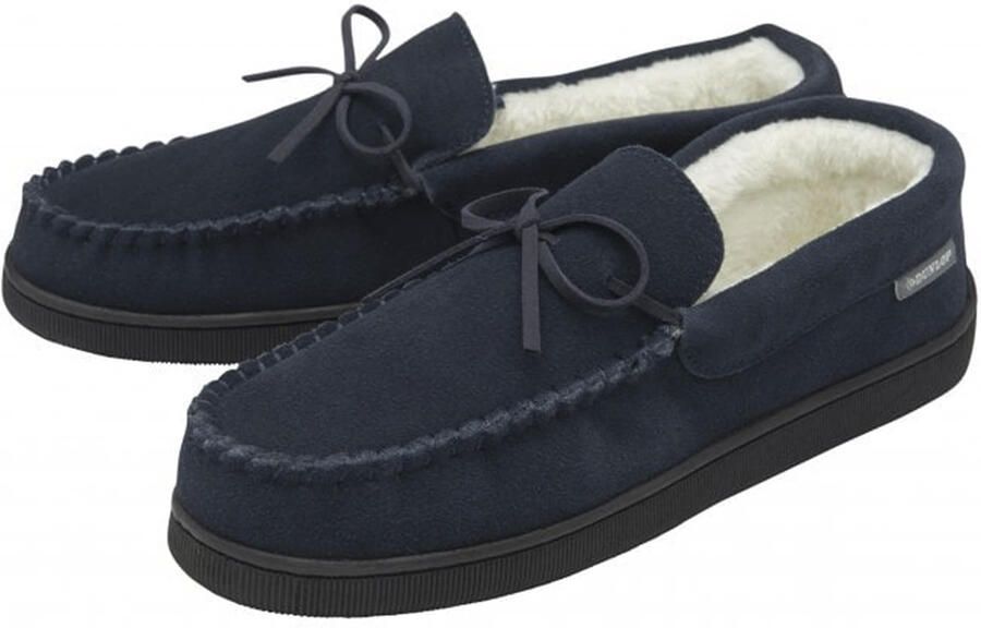 Dunlop Heren Suède Leren Mokkassins Slippers Marinegeel Geheugenfoam VK 7-12