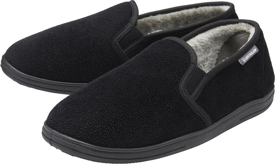 Dunlop Heren Textured Volle Slippers Zwart Gesloten Hak Gevoerd -13