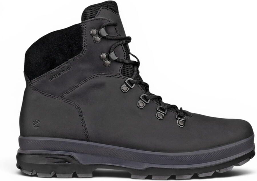 ECCO Zwarte Leren Waterdichte Veterschoenen Voor Heren Rugged Track 25