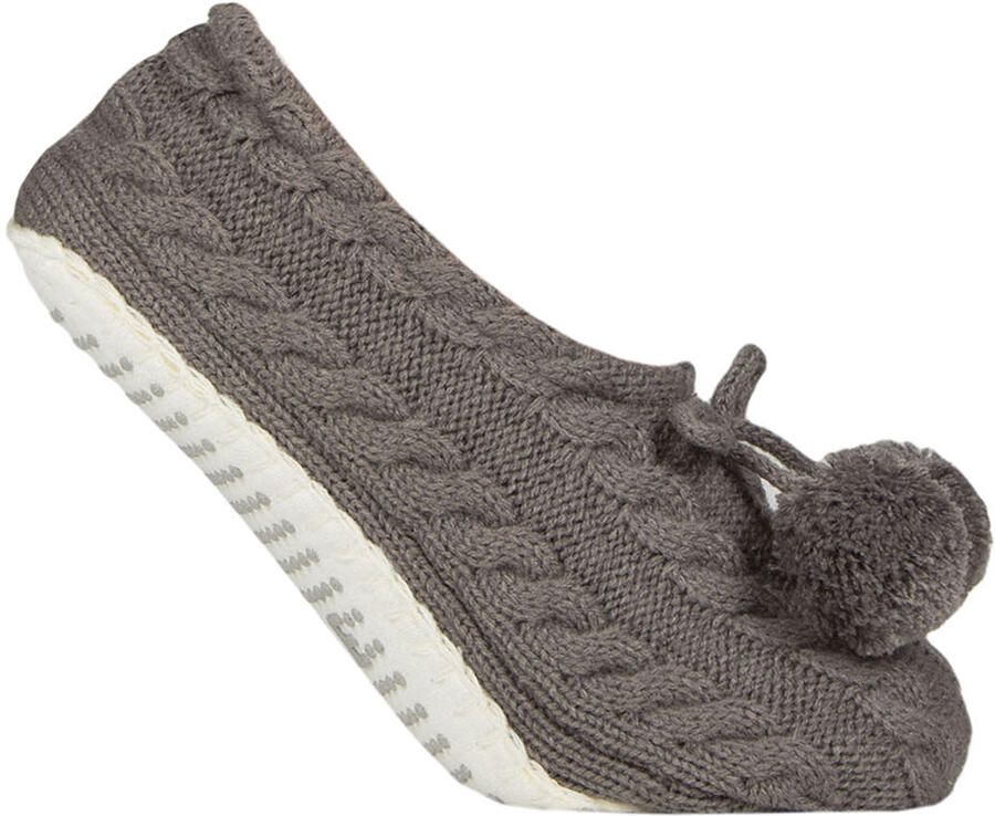 Elle 1 Paar Dames Kabelgebreide Moccasin Bootie Warme Zachte Cosy Binnen Slippers