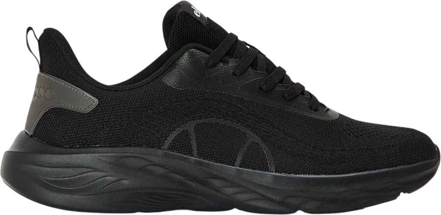 Ellesse Heren Como leren platte sportschoenen (Massief zwart)