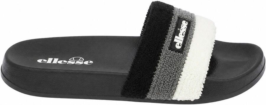 Ellesse Heren-slippers met open teen van badstof en drie strepen (Zwart Grijs)