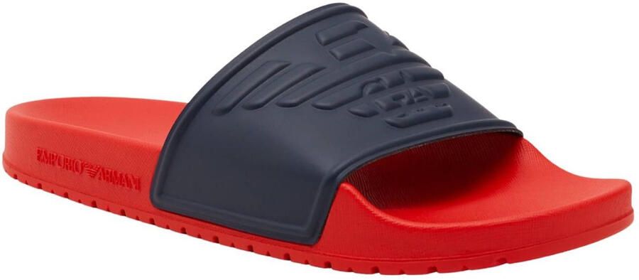 Emporio Armani Heren Sliders (Marine Rood)