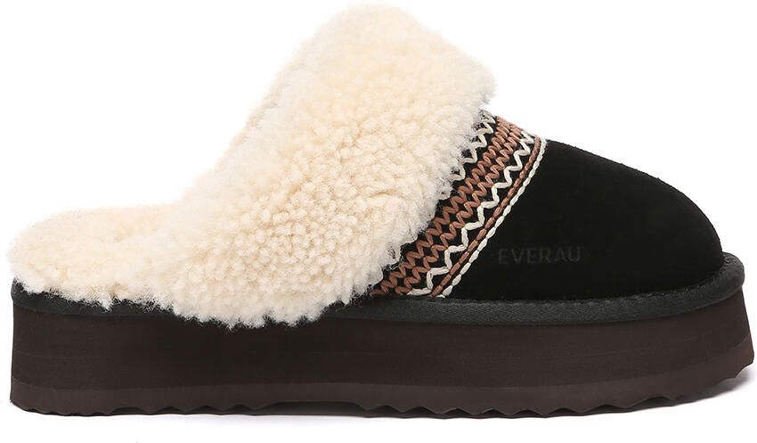 EverAU Australia EVER AU Australië Dames Crake Gebreide Platform Schapenvacht Slippers