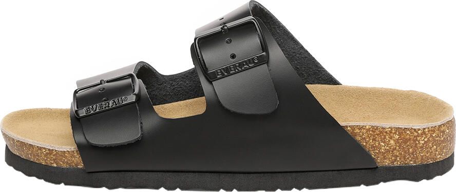 EverAU Australia EVER AU Vrouwen Mallard Leren Tweeling Gesp Sandalen Zwart Leer