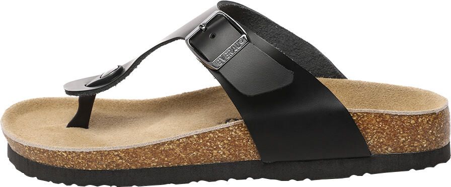 EverAU Australia EVER AU Women Flamingo Leather Toe Thong Sandals Zwart Leer