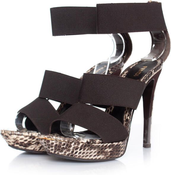 Fendi Pre-owned Fendi Python sandaal met elastische bandjes