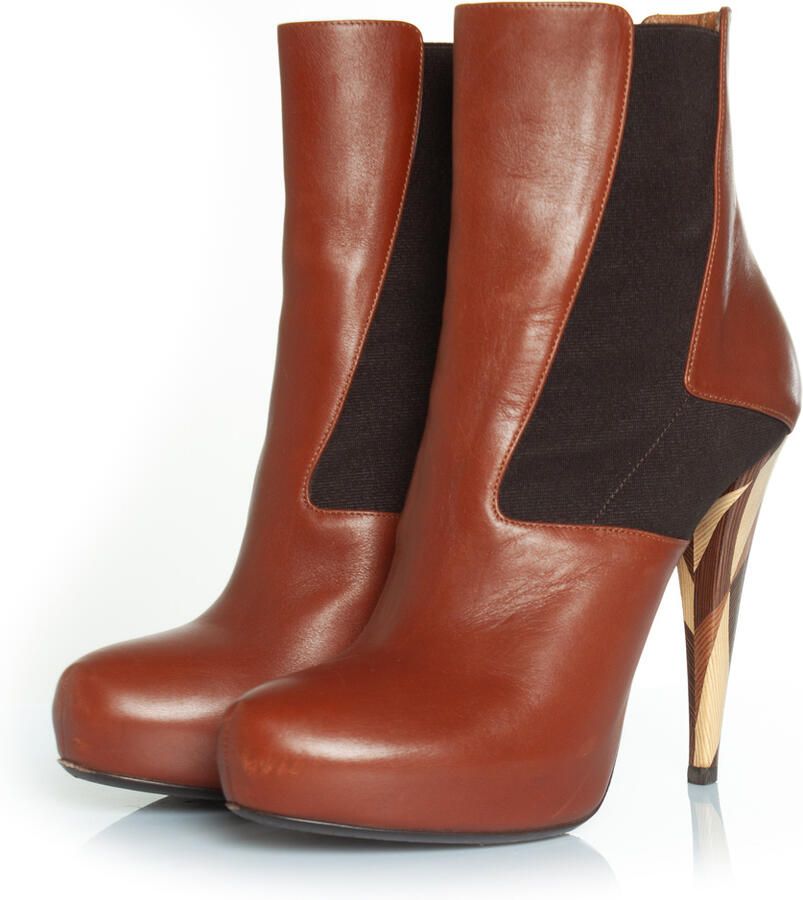 Fendi Pre-owned verborgen platformlaarzen in cognacleer