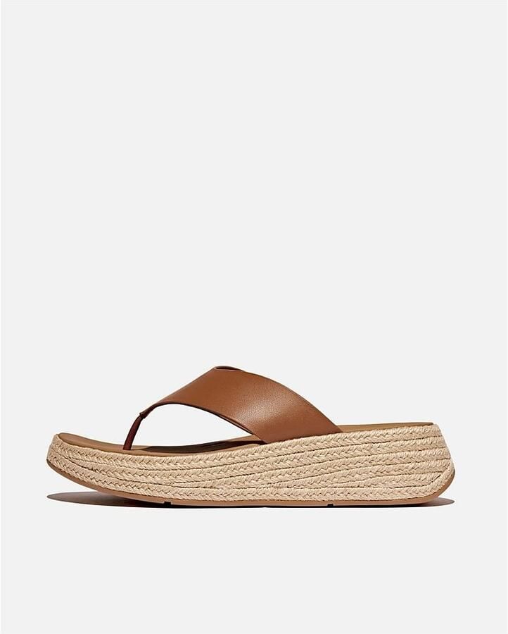 FitFlop Dames F-Mode Espadrille Leer Flatform T Post Sandalen