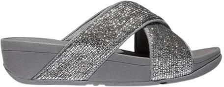 FitFlop Dames-slippers met gekruiste bandjes en glitters (Zilver)