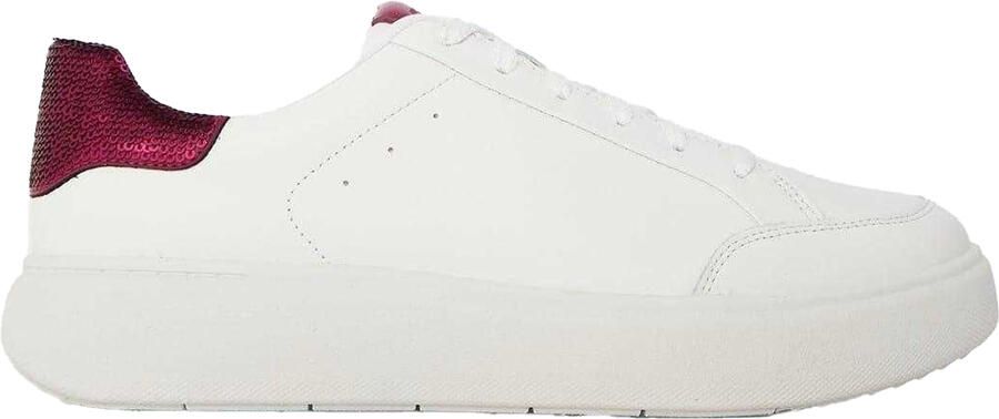 FitFlop Dames-sneakers met pailletten en platte zool (Wit Robijnrood)