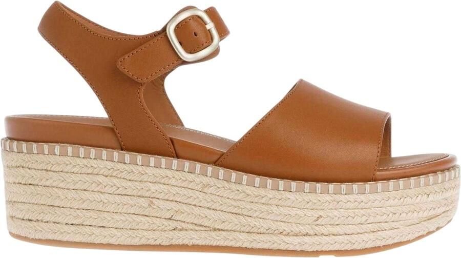 FitFlop Dames Eloise Espadrille Leren Sleehakken (Tan)