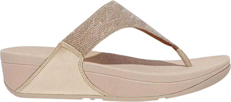 FitFlop Dames Lulu Glitz Toe Post Wedge Sandalen (Roze Goud)
